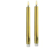 MARELIDA LED Stabkerzen Dinnerkerzen Tafelkerzen Spitzkerzen 25cm gold glänzend 2St