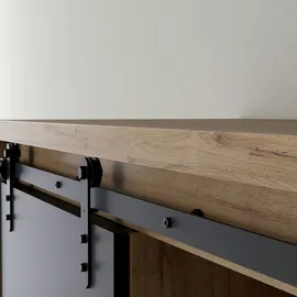 Forte KASZIMIRO Sideboard mit 3 Schubladen und 1 Tür, Holzwerkstoff, Waterford Eiche/Schwarz, B x H x T: 103,4 x 160,2 x 52 cm