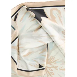 LAURA SCOTT Nickituch LAURA SCOTT, Damen, schwarz (creme, schwarz), Web, Polyester, bedruckt, geblümt, gemustert, Modetücher, mit großem Milfleur Muster