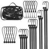 Pretex Spanngummi Set schwarz - 24 Stück Expander - Spanngurte mit Haken Kugel Öse - extra stark für Gepäck Planenspanner Zeltspanner - Multipack Spanngurt Set - versch. Längen