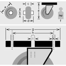 BS Rollen Lenkrolle m.Totalfestst. Rad, Durchmesser 150mm, H120.B43, 140kg Edelstahl