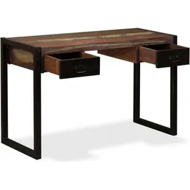 vidaXL Schreibtisch mit 2 Schubladen Altholz Massiv 120x50x76 cm