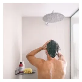 Relaxdays Duschablage ohne Bohren, 2er Set, Duschkorb Ecke, selbstklebend, Metall, Duschgelhalter in 2 Größen, schwarz