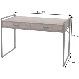 Mendler Schreibtisch HWC-F58 Wildeiche-Optik / Braun