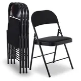 Klappstuhl 4er-Set, klappbarer Gästestuhl, gepolstert, stabil und bequem, Belastbarkeit 130 kg, Schwarz/Schwarz, Raburg Elias