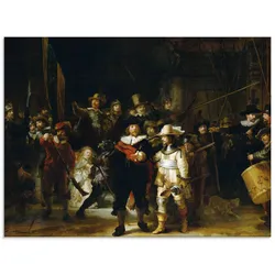 Glasbild ARTLAND "Die Nachtwache. 1642", braun (farbe bild(er): braun), B:60cm H:45cm, Bilder, in verschiedenen Größen