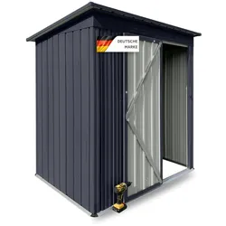 Gerätehaus S– verzinktes Metall in Anthrazit| Inkl. Schloss & Werkzeughaken | wetterfester Geräteschuppen, Gartenhaus