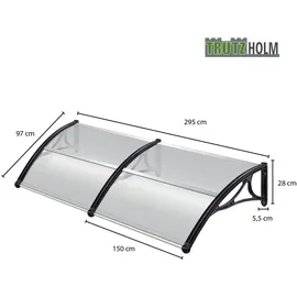 Trutzholm Vordach Pultvordach 97 x 295 cm schwarz