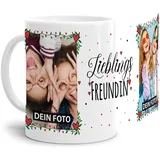 Tasse - Lieblings-Freundin - zum selbst Gestalten mit zwei Fotos - Fototasse für die Freundin - Keramik, Weiß, 300 ml