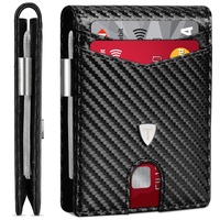 TEEHON Geldbörse Herren Slim Wallet RFID Blocking Kohlefaserleder Portmonee Herren mit 11 Kartenetui, Ausweisfenster, Geldscheinklammer, Minimalistischer Geldbeutel mit Geschenkbox