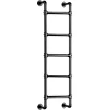 Etagenbettleiter, Wandmontage, Kellerfenster, Brunnenleiter, schwarzes Schmiedeeisen, industrielles Rohr, Trittleiter, belastet 150 kg, Metall-Trittleiter für Dachboden, Dachboden, Wohnheim,