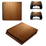 DOTBUY PS4 Slim Skin Aufkleber Sticker Design Folie schützende Haut Schale für Sony Playstation 4 Slim Konsole und 2 Dualshock Controller (Wood Brown)