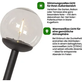 Star Trading LED-Solar-Wegleuchte 'Globe', 3er Set, weiß/schwarz