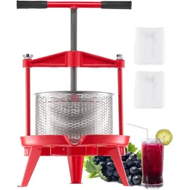 Vevor Obstweinpresse Obstmühle Apfelmühle (9 L), Edelstahlkorb mit dreieckiger Struktur, manueller Entsafter, manuelles Mahlwerk, Apfelweinpresse Traubenpresse mit T-Griff für Küche Zuhause
