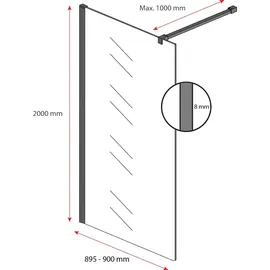 Badplaats Rizani Walk-In-Dusche 90 x 200 cm schwarz getönt