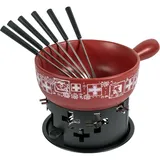Kuhn Rikon Käsefondue Set, Fondue Set, Schwarz, rot