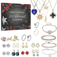 Adventskalender 2024 Frauen Schmuck, Weihnachten modische Charms, 24 Überraschungen Halskette Ring Countdown,Damen Schmuck Set, Weinachtskalender Weihnachtsgeschenke für Mädchen Damen Teenager Kinder