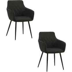 ALBATROS Esszimmerstühle 2er Set SILA, Schwarz - Modern und Stilvoll, bequemer Polsterstuhl - Eleganter Küchenstuhl, Stuhl Esszimmer