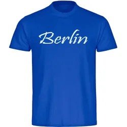 multifanshop Herren T-Shirt - Berlin blau - Schriftzug - Druck weiß - Männer
