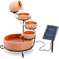 esotec Solarbrunnen für draussen Livorno | Kaskadenbrunnen | Solar Springbrunnen für außen | Gartenbrunnen Wasserspiel | Katzenbrunnen | Wasserfall Garten | Terrakotta braun H=55cm 101302