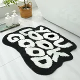 QUIRAI You Look Good Badematte, schwarze Badteppiche, 61x79 cm, lustige Badezimmerdekoration, niedliche Badematten für Badezimmer, rutschfest, coole Teppiche, saugfähig für Schlafzimmer, Badewanne