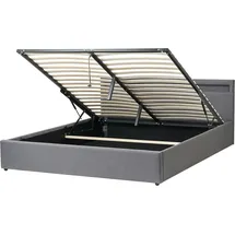 Beliani Bett mit Stauraum und Led-beleuchtung Stoff Armelle 180 x 200 cm)