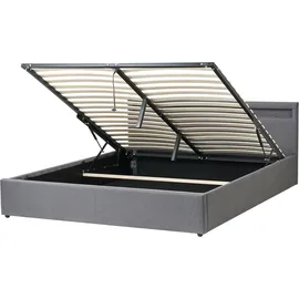 Beliani Bett mit Stauraum und Led-beleuchtung Stoff Armelle 180 x 200 cm)
