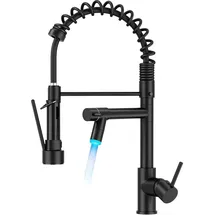 luxuskollektion FORIOUS LED Wasserhahn Küche mit Doppelspray 360° Schwenkbarkeit