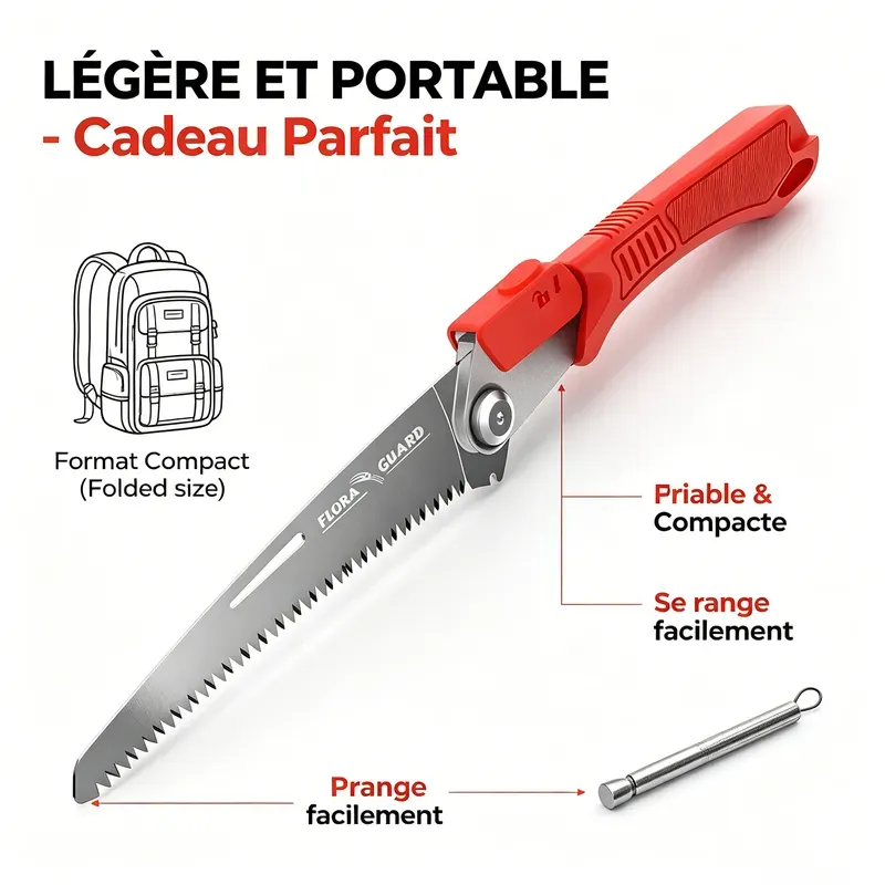 FLORA GUARD faltbare Gabelsäge, 8‐Zoll Schwerlast‐Handsäge aus hochwertigem SK‐5‐Stahl, Softgriff, Holzarbeiten, Garten, Camping und Bushcraft