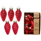 Inge‘s Christmas Decor Christbaumschmuck Zapfen Glas H 4,5 cm 12 Stück rot matt-glänzend