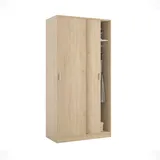 Habitdesign Garderobe Lansing, Schlafzimmer Kleiderschrank mit 2 Schiebetüren, Schrank mit Regal Und Kleiderbügelstange, cm 100x50h200, Eiche