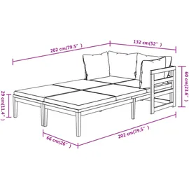 vidaXL Sonnenliege 202 x 68 x 28 cm Dunkelgrau