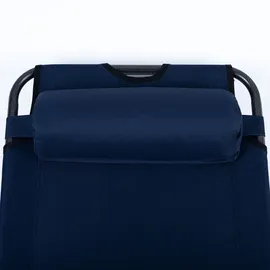 ETC Shop Klappstuhl Gartenstuhl mit Kopfkissen Strandstuhl Sonnenliege Hochlehner Campingstuhl Liegestuhl klappbar, Metall Textil blau schwarz, max. 100kg, L 153 cm