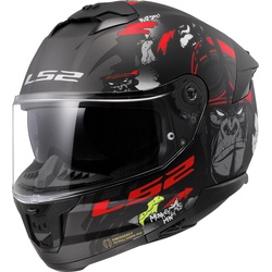 LS2 FF808 Stream II Angry Monkey Helm, zwart-rood, L Voorman