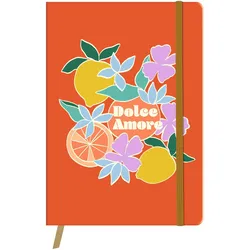 Clairefontaine 4x Dolce Amore, Notizheft mit flexiblem Einband A5 14,8x21 cm, 64 Blatt, liniert, Lesezeichen, Gummibandverschluss, sortiert - 116267C
