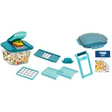 Genius Gemüseschneider Nicer Dicer Chef Professional, Set 12-tlg., in ORIGINAL Nicer Dicer Qualität mit mehr Funktionen und Zubehör grün