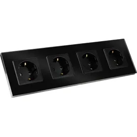 Navaris Schuko-Steckdose 4-fach Schwarz 1 St.