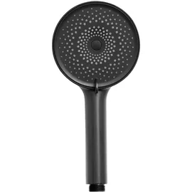 Wenko Duschkopf Mod. Softwater 3-fach Handbrause schwarz matt ABS Ø 12 cm kalkfrei wassersparend Universalanschluss 1⁄2 für Durchlauferhitzer geeignet