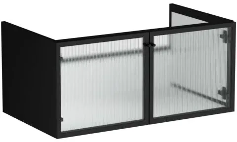 VitrA Liquid Waschtisch-Unterschrank 66739 88x51x41cm, Korpus schwarz matt/Ornamentglas geriffelt