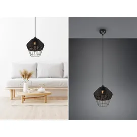 Trio Borka 1-flg. 30 cm rund Schwarz/Rattan
