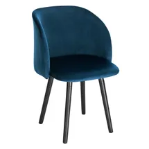 Woltu Esszimmerstuhl 1 Stück Küchenstuhl Wohnzimmerstuhl Polsterstuhl Sessel, Armlehnstuhl mit Rückenlehne, für Esszimmer, Küche, Wohnzimmer, Samt, Gestell aus Massivholz, Blau, BH121bl-1