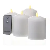 MARELIDA LED Kerzenset Adventskerzen Echtwachs flackernd Fernbedienung 11,5cm weiß 4St.