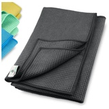 ELEXACLEAN Trockentuch, Waffeltuch (2 Stück, 60x40 cm, Anthrazit) superweiche Qualität für Auto, Glas, Küche, Geschirr, Bad