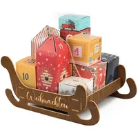 Weihnachtsdeko-Tabletts aus Holz im Schlittendesign, Adventskalender-Geschenkbox-Tablett