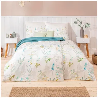 Estella Mako Jersey Bettwäsche 135x200 Visby Mint Farn Gräser Wiese 6295-520