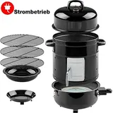 Elektrisches Räucherfass, Smoker 3 Ebenen + eingebauten Thermometer