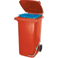BRB-Lagertechnik Müllbehälter mit Fußpedal u. Klemmring, 80 Liter, rot,