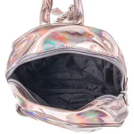 Cepewa trendiger Damen Mini-Rucksack Metallic Grau/Rosa