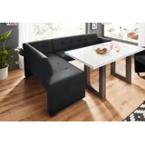 exxpo - sofa fashion Barista 197 x 82 x 265 cm Lederfaserstoff langer Schenkel rechts schwarz