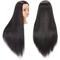 Hairingrid Mannequin-Kopf, 66 - 71,1 cm, Haarstyling, Übungskopf, Manikin, Kosmetologie, Puppenkopf, Kunstfaser, inklusive Klemmhalter, Schwarz